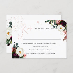 Convite PixDezines Rustic Bloom Watercolor RSVP w Refeal