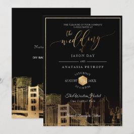 Convite PixDezines San Fran Skyline/Faux Dourado/DIY