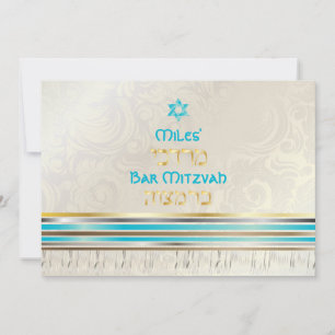 Convite PixDezines seda talit/Bar Mitzvah/ouro
