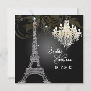 Convite PixDezines SILVER EIFFEL+CRYSTAL CHANDELIER