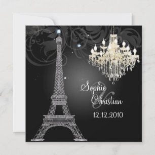 Convite PixDezines SILVER EIFFEL+CRYSTAL CHANDELIER