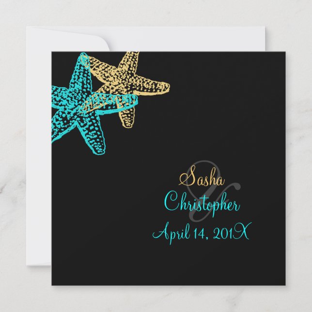 Convite PixDezines Starfish/Beach Invitations/DIY color! (Frente)