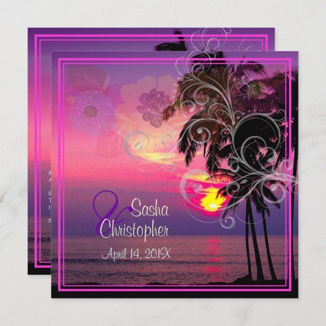 Convite PixDezines SUNSET/BEACH/LUAU/SWIRLS (Frente/Verso)