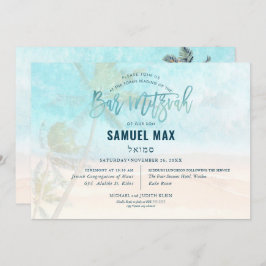 Convite PixDezines surfa para cima, palmeiras, praia ba mi