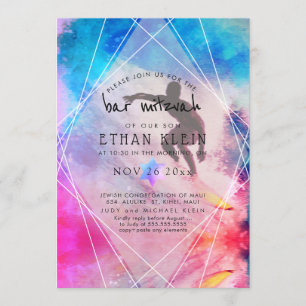 Convite PixDezines Surfs Up/Surfer/Bar de praia Mitzvah