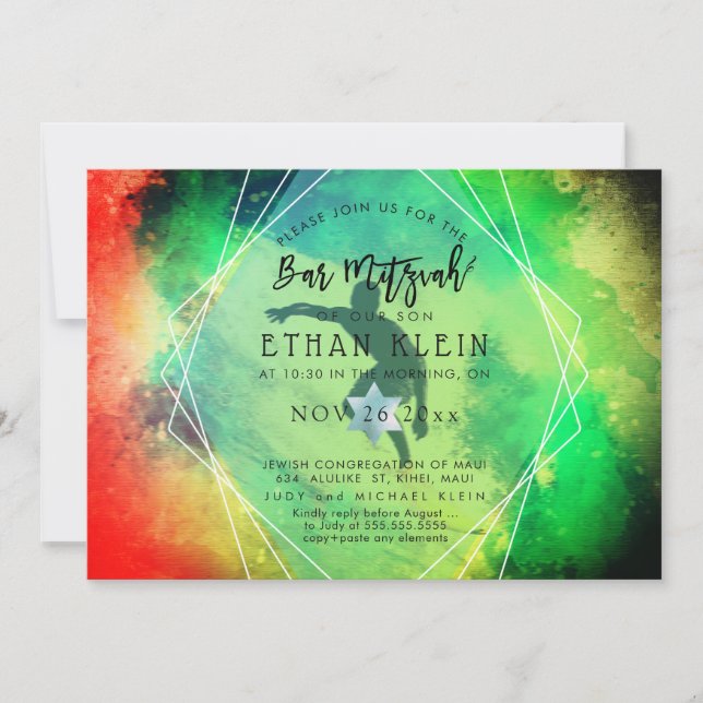 Convite PixDezines Surfs Up/Surfer/Bar de praia Mitzvah (Frente)