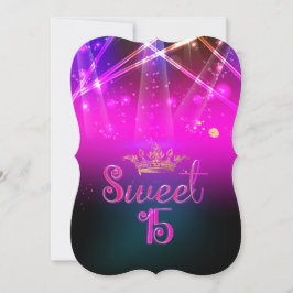 Convite PixDezines Sweet 15, Luzes Laser/Luzes Neon