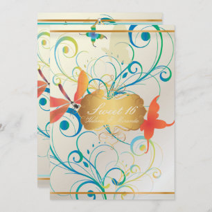Convite PIXDezines SWEET 16/BOTTERFLIES/SWIRLS/DRAGONFLIES