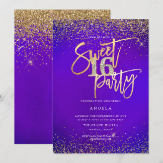 Convite PixDezines Sweet 16 Diamond Brilhos Ultra Violeta