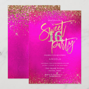 Convite PixDezines Sweet 16 Diamond Glitters Watercolor