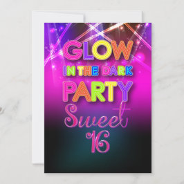 Convite PixDezines Sweet 16, Laser Lights/Glow Party