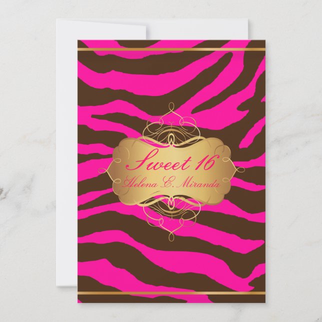 Convite PixDezines Sweet 16/Listras de Zebra (Frente)
