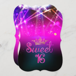 Convite PixDezines Sweet 16, Luzes Laser/Luzes Neon