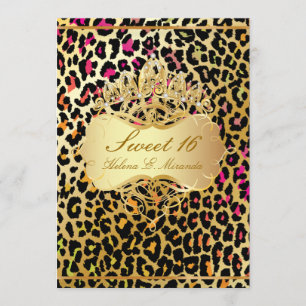 Convite PixDezines Sweet 16/ princesa/leopardo