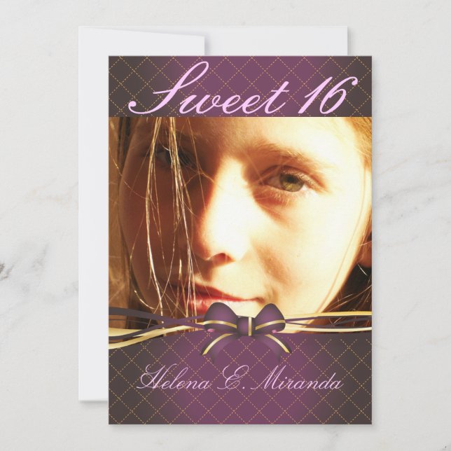 Convite PixDezines Sweet 16/ princesa/tiara (verso) (Frente)