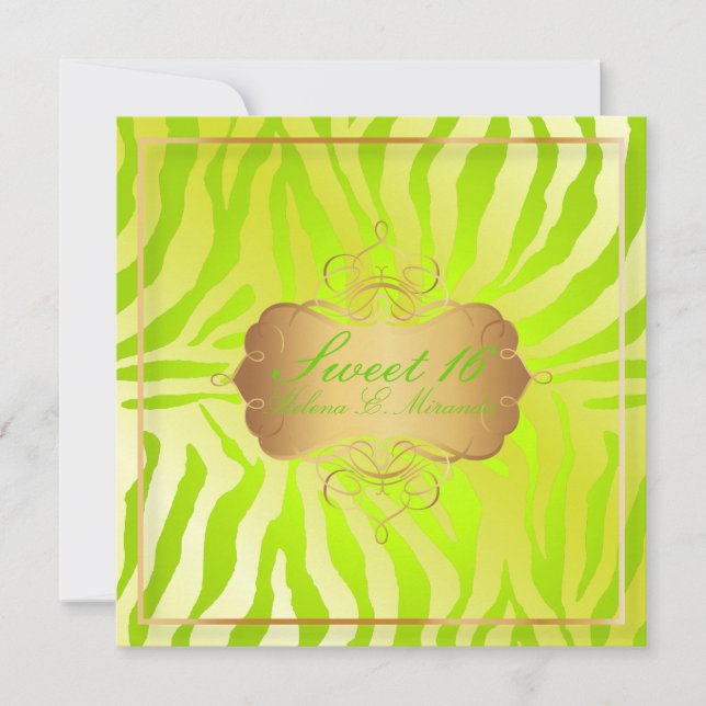 Convite PixDezines Sweet 16/Zebra Stripes (Frente)