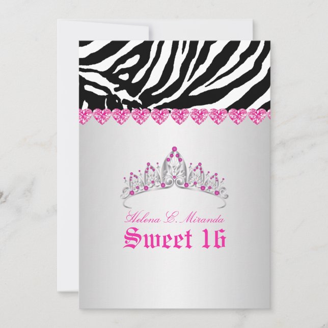 Convite PixDezines Sweet 16/Zebra Stripes (Frente)
