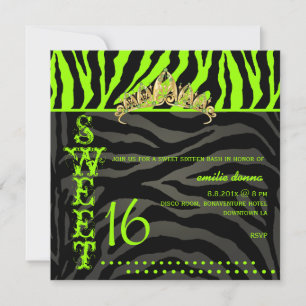 Convite PixDezines Sweet 16/Zebra Stripes