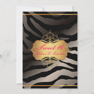 Convite PixDezines Sweet 16/Zebra Stripes