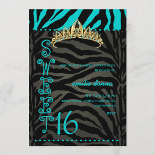 Convite PixDezines Sweet 16/Zebra Stripes