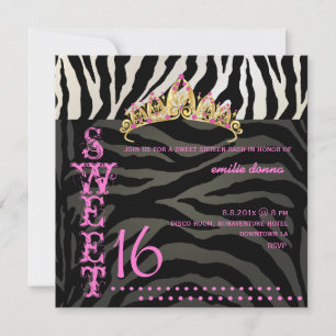 Convite PixDezines Sweet 16/Zebra Stripes