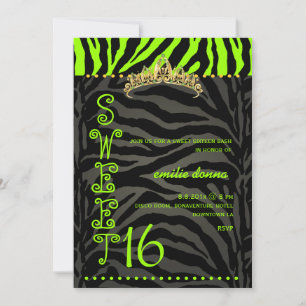 Convite PixDezines Sweet 16/Zebra Stripes