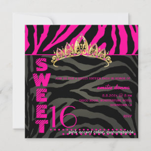 Convite PixDezines Sweet 16/Zebra Stripes