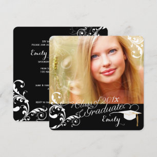 Convite PixDezines Swirls Graduação/DIY cor+fontes