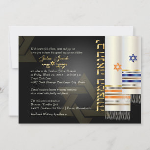 Convite PixDezines talit/na moda b'nai mitzvah/cor diy