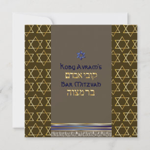 Convite PixDezines talit/Stylish Bar Mitzvah/ouro