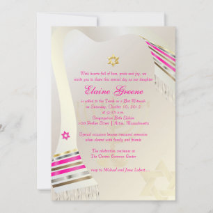 Convite PixDezines Tallit/Bat Mitzvah Rosa