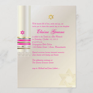 Convite PixDezines Tallit/Bat Mitzvah Rosa