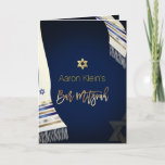 Convite PixDezines tallit/photo bar mitzvah/DIY color<br><div class="desc">✡ PixDezines tallit in dark blue (diy background color) photo bar mitzvah on folded greeting card with faux gold Star of David. Photo and frame can also be deleted. To view more of our mitzvah collections, copy paste this URL: www.zazzle.com/pixdezines mitzvah?rf=238007904023613149 ✡ Copyright © 2008-2016 PixDezines.com™ and PixDezines™ on Zazzle.com....</div>