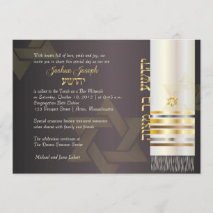 Convite PixDezines tallit/Stylish Bar Mitzvah/ash/ouro