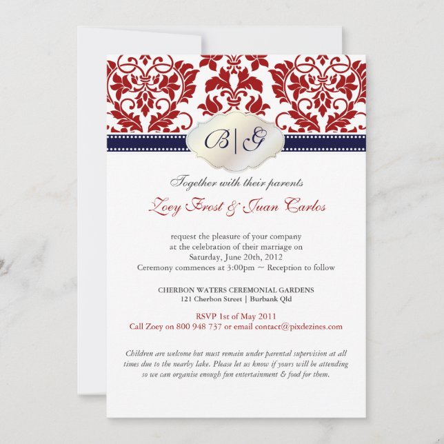 Convite PixDezines Tanza Damask/Cores DIY!!! (Frente)