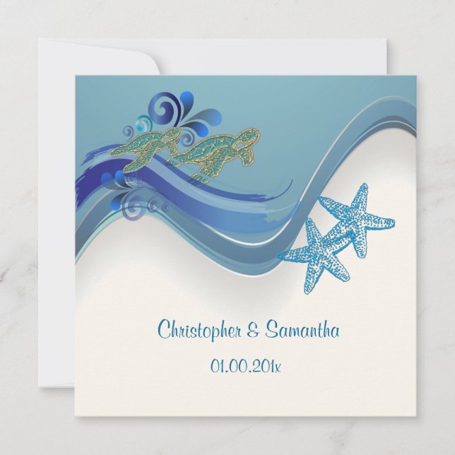 Convite PixDezines tartarugas/honu+ondas/fundo escuro (Frente)