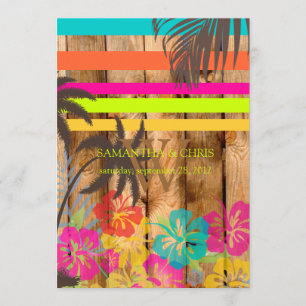 Convite PixDezines tema tropical grunge/praia/cores DIY