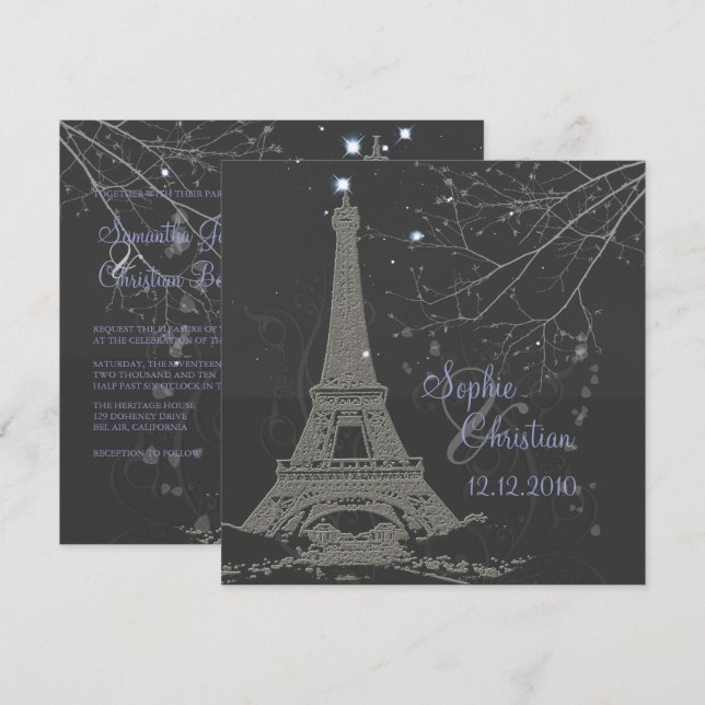 Convite PixDezines Torre Eiffel+Redemoinhos (Frente/Verso)