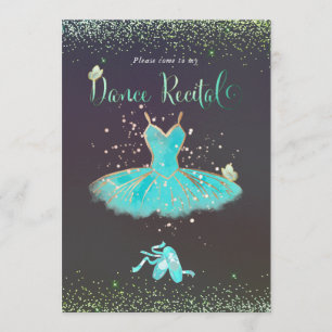 Convite PixDezines TurquesaTutu Borboletas Recital de Danç