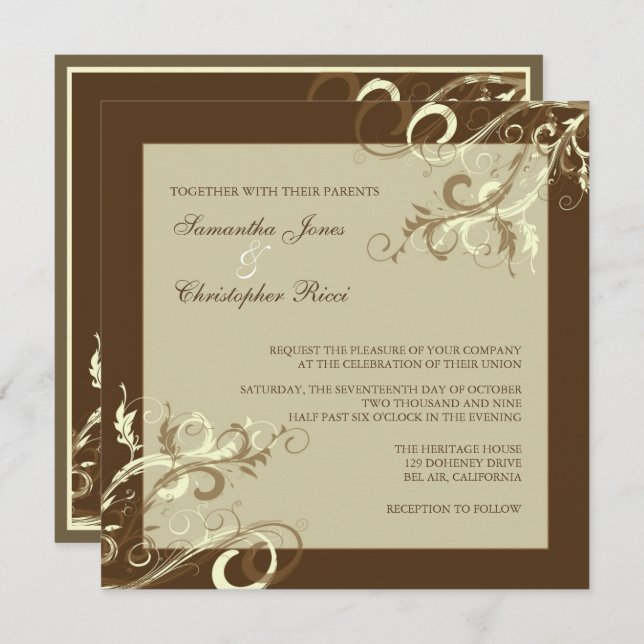 Convite PixDezines VANILLA SWIRLS/CAFE AU LAIT (Frente/Verso)