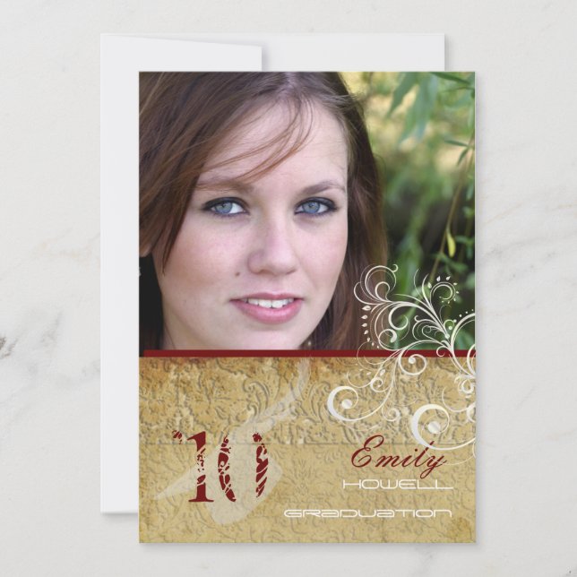 Convite PixDezines Vintage/Grunge/Swirls/Damask (Frente)