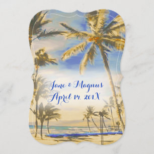 Convite PixDezines vintage hawaiian Beach/cobalt