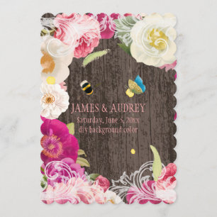 Convite PixDezines vintage peonies, rosas/redoute