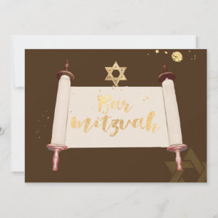 Convite PixDezines vintage torah scroll bar mitzvah