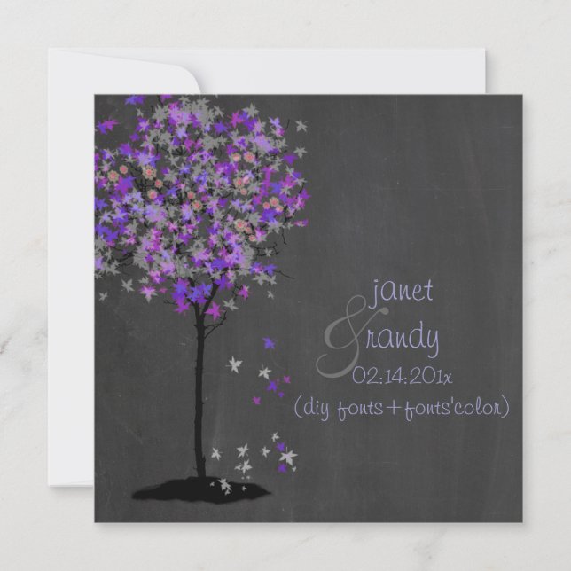 Convite PixDezines violet/maple tree/chalkboard (Frente)