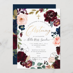 Convite PixDezines Watercolor Blush+Burgundy Wreath