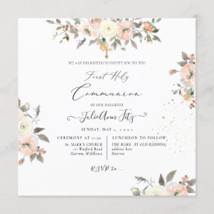 Convite PixDezines Watercolor Blush+Cream Rosa Community