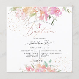 Convite PixDezines Watercolor Blush Peas Sweet Baptism