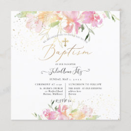 Convite PixDezines Watercolor Blush Peas Sweet Baptism