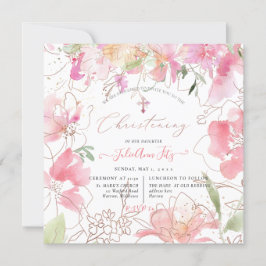 Convite PixDezines Watercolor Blush Peas Sweet Christening